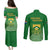 South Africa Soccer Couples Matching Puletasi Dress and Long Sleeve Button Shirts 2023 World Cup Go Banyana Banyana Green - Wonder Print Shop