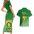 South Africa Soccer Couples Matching Short Sleeve Bodycon Dress and Hawaiian Shirt 2023 World Cup Go Banyana Banyana Green - Wonder Print Shop