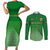 South Africa Soccer Couples Matching Short Sleeve Bodycon Dress and Long Sleeve Button Shirts 2023 World Cup Go Banyana Banyana Green - Wonder Print Shop