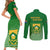 South Africa Soccer Couples Matching Short Sleeve Bodycon Dress and Long Sleeve Button Shirts 2023 World Cup Go Banyana Banyana Green - Wonder Print Shop