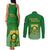 South Africa Soccer Couples Matching Tank Maxi Dress and Long Sleeve Button Shirts 2023 World Cup Go Banyana Banyana Green - Wonder Print Shop