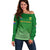 South Africa Soccer Off Shoulder Sweater 2023 World Cup Go Banyana Banyana Green - Wonder Print Shop