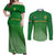 Custom South Africa Soccer Couples Matching Off Shoulder Maxi Dress and Long Sleeve Button Shirts 2023 World Cup Go Banyana Banyana Green - Wonder Print Shop