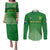 Custom South Africa Soccer Couples Matching Puletasi Dress and Long Sleeve Button Shirts 2023 World Cup Go Banyana Banyana Green - Wonder Print Shop