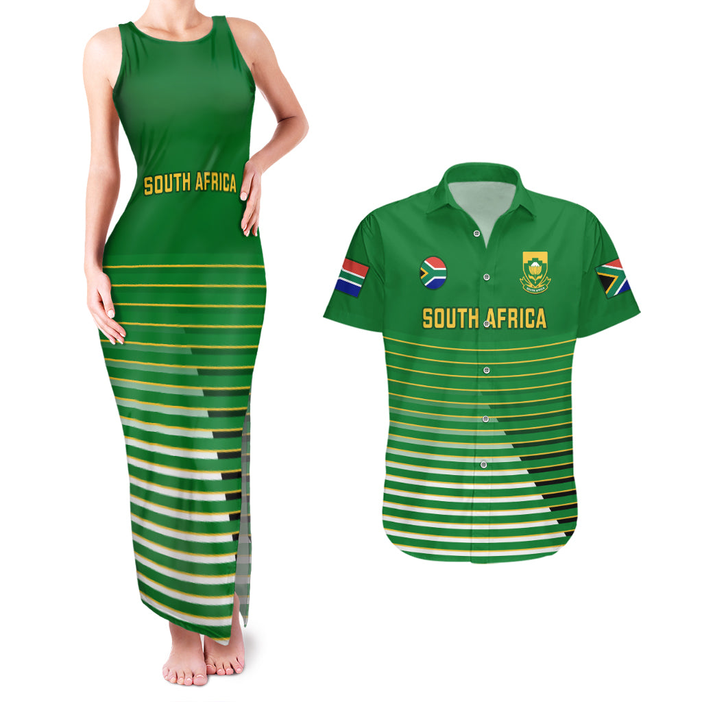 Custom South Africa Soccer Couples Matching Tank Maxi Dress And Hawaiian Shirt 2023 World Cup Go Banyana Banyana Green - Wonder Print Shop