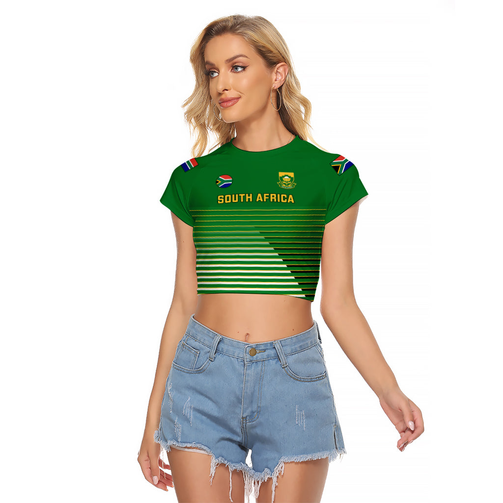 Custom South Africa Soccer Raglan Cropped T Shirt 2023 World Cup Go Banyana Banyana Green - Wonder Print Shop