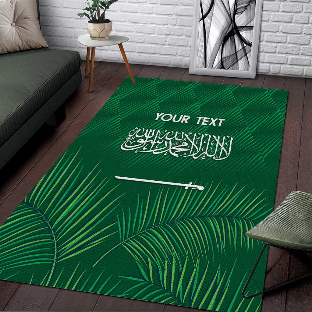 Custom Saudi Arabia Football Area Rug Go Green Falcons Sporty Style - Wonder Print Shop