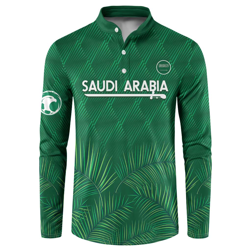 Custom Saudi Arabia Football Button Sweatshirt Go Green Falcons Sporty Style - Wonder Print Shop