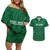 Custom Saudi Arabia Football Couples Matching Off Shoulder Short Dress and Hawaiian Shirt Go Green Falcons Sporty Style - Wonder Print Shop