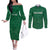 Custom Saudi Arabia Football Couples Matching Off The Shoulder Long Sleeve Dress and Long Sleeve Button Shirt Go Green Falcons Sporty Style