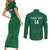 Custom Saudi Arabia Football Couples Matching Short Sleeve Bodycon Dress and Long Sleeve Button Shirt Go Green Falcons Sporty Style - Wonder Print Shop