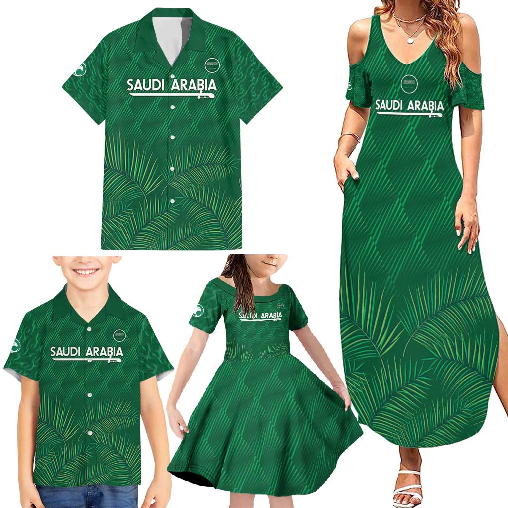 Custom Saudi Arabia Football Family Matching Summer Maxi Dress and Hawaiian Shirt Go Green Falcons Sporty Style - Wonder Print Shop