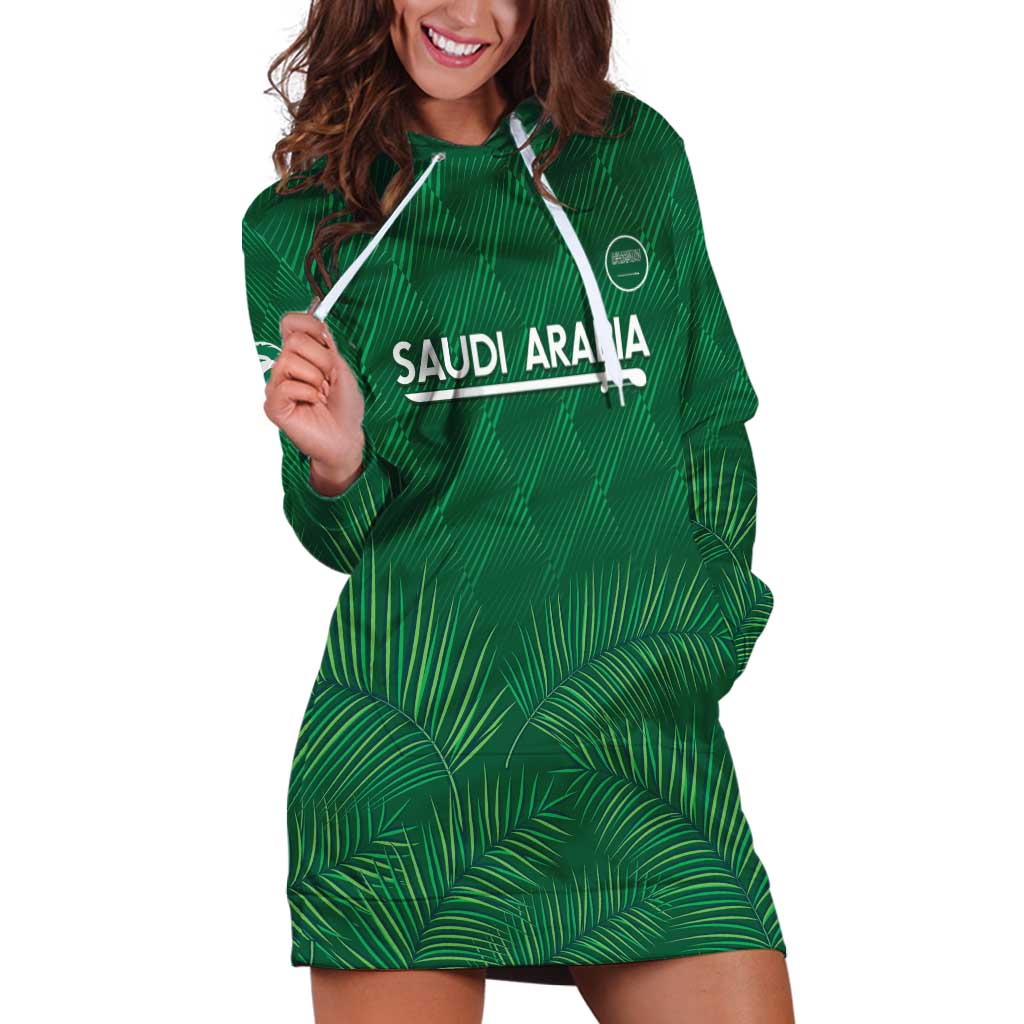 Custom Saudi Arabia Football Hoodie Dress Go Green Falcons Sporty Style - Wonder Print Shop