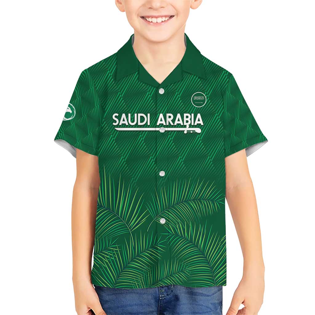 Custom Saudi Arabia Football Kid Hawaiian Shirt Go Green Falcons Sporty Style - Wonder Print Shop