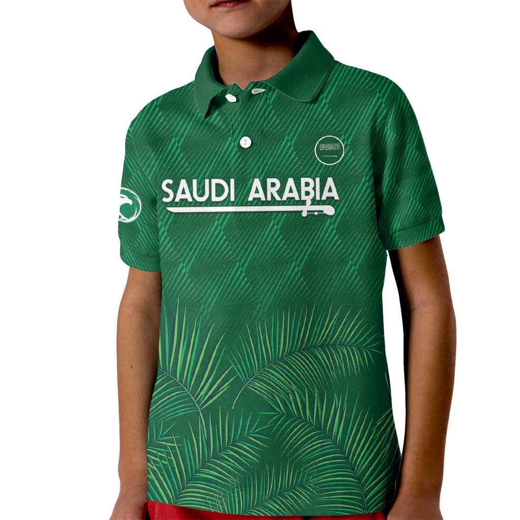 Custom Saudi Arabia Football Kid Polo Shirt Go Green Falcons Sporty Style - Wonder Print Shop