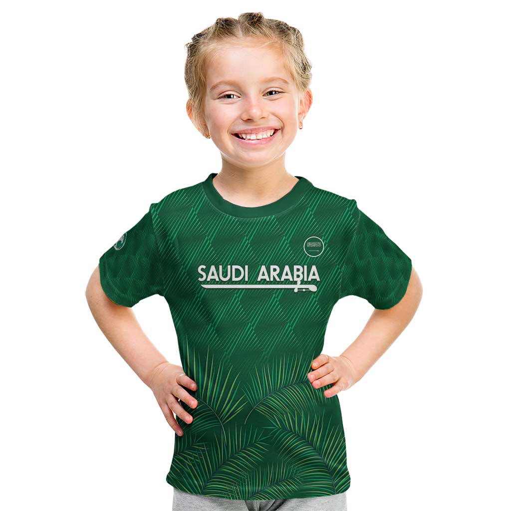 Custom Saudi Arabia Football Kid T Shirt Go Green Falcons Sporty Style - Wonder Print Shop