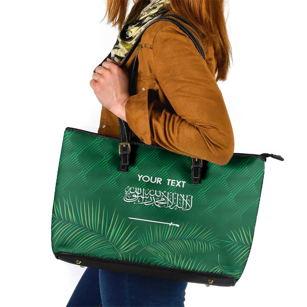 Custom Saudi Arabia Football Leather Tote Bag Go Green Falcons Sporty Style - Wonder Print Shop