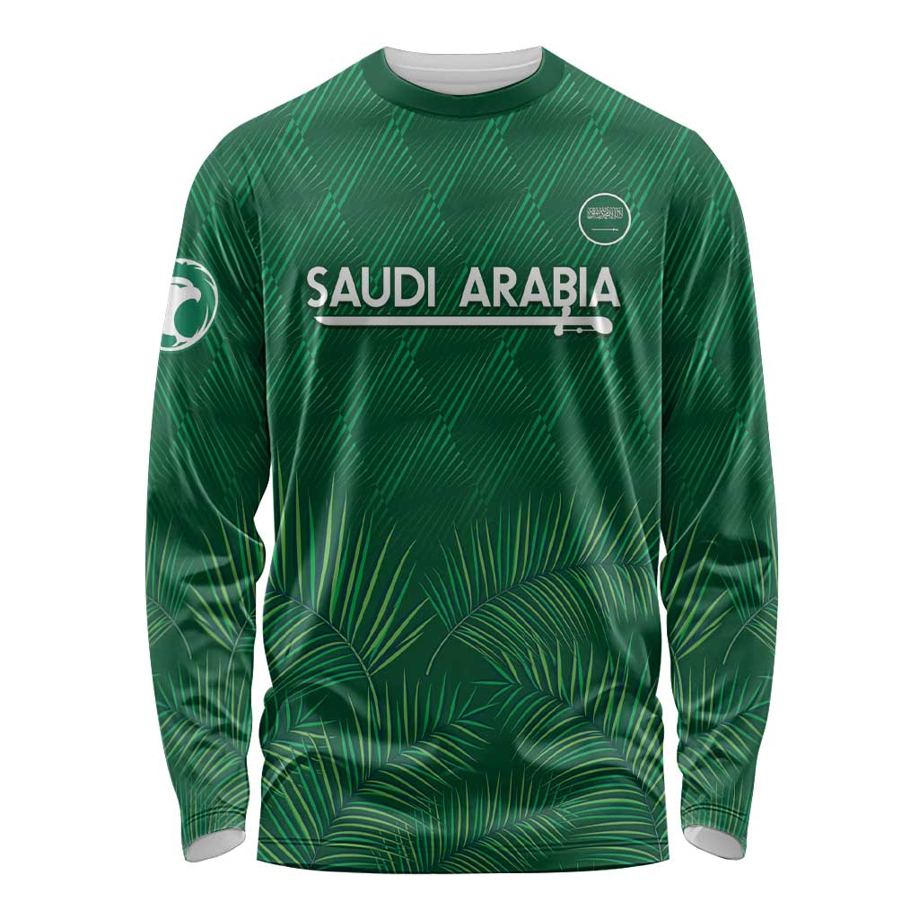 Custom Saudi Arabia Football Long Sleeve Shirt Go Green Falcons Sporty Style - Wonder Print Shop