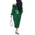 Custom Saudi Arabia Football Off The Shoulder Long Sleeve Dress Go Green Falcons Sporty Style - Wonder Print Shop