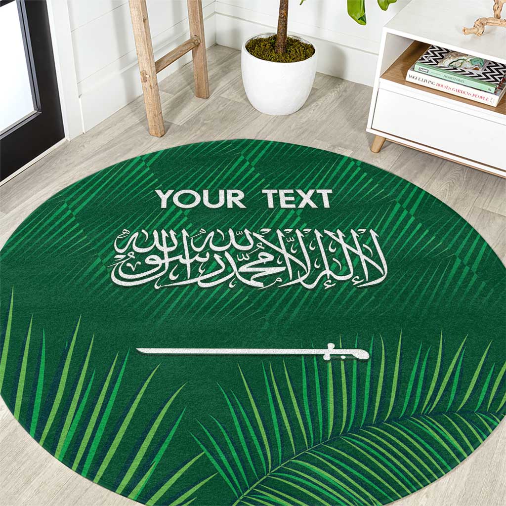 Custom Saudi Arabia Football Round Carpet Go Green Falcons Sporty Style