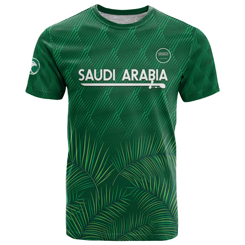 Custom Saudi Arabia Football T Shirt Go Green Falcons Sporty Style - Wonder Print Shop