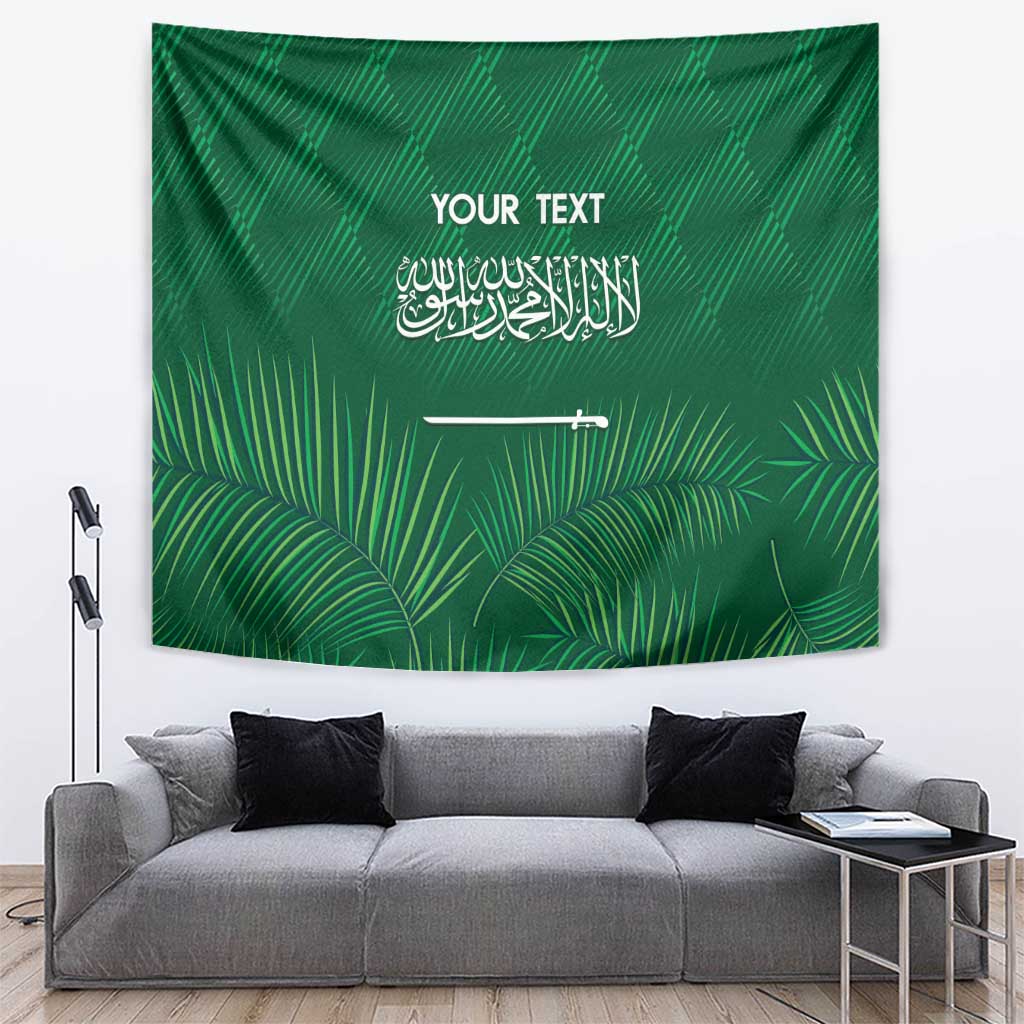 Custom Saudi Arabia Football Tapestry Go Green Falcons Sporty Style