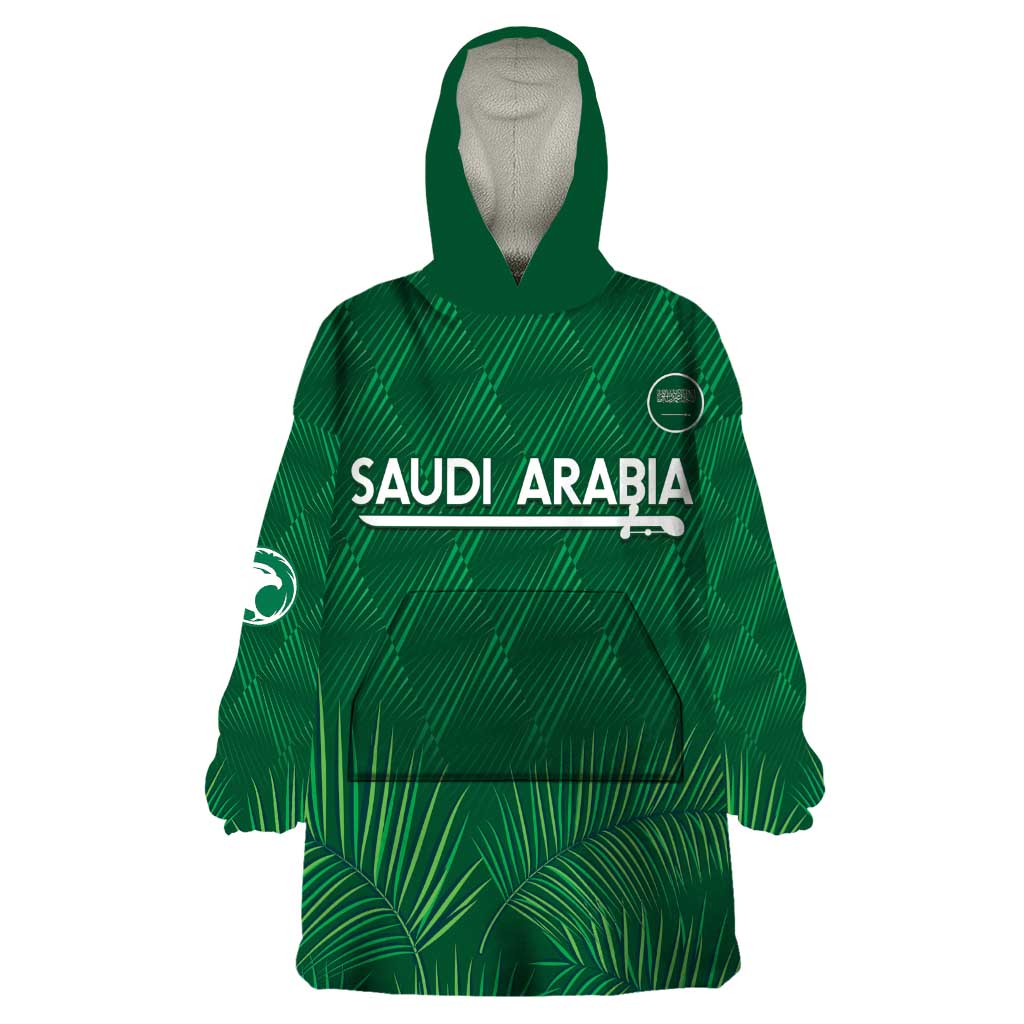 Custom Saudi Arabia Football Wearable Blanket Hoodie Go Green Falcons Sporty Style - Wonder Print Shop