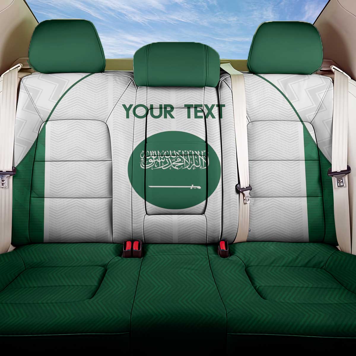 Custom Saudi Arabia Football Back Car Seat Cover Go Green Falcons Sporty - White Version - Wonder Print Shop