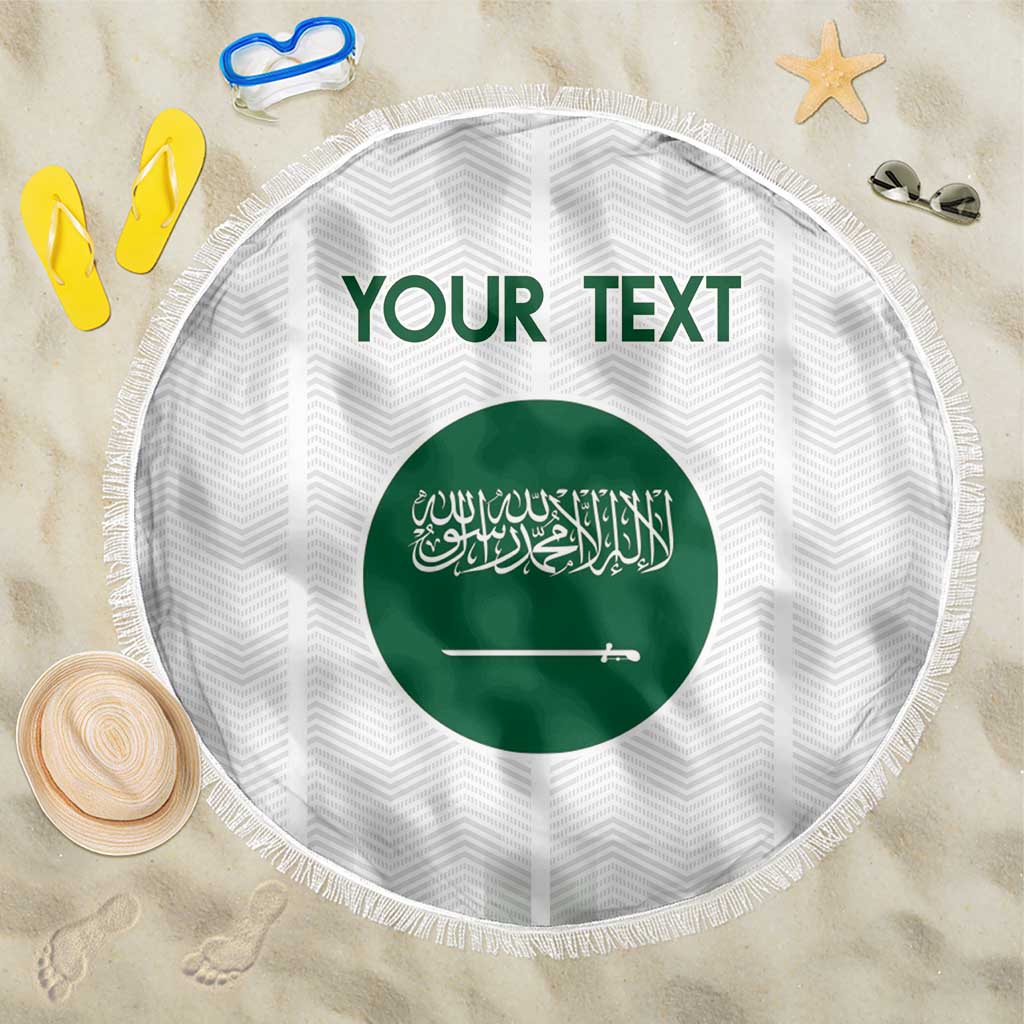 Custom Saudi Arabia Football Beach Blanket Go Green Falcons Sporty - White Version - Wonder Print Shop