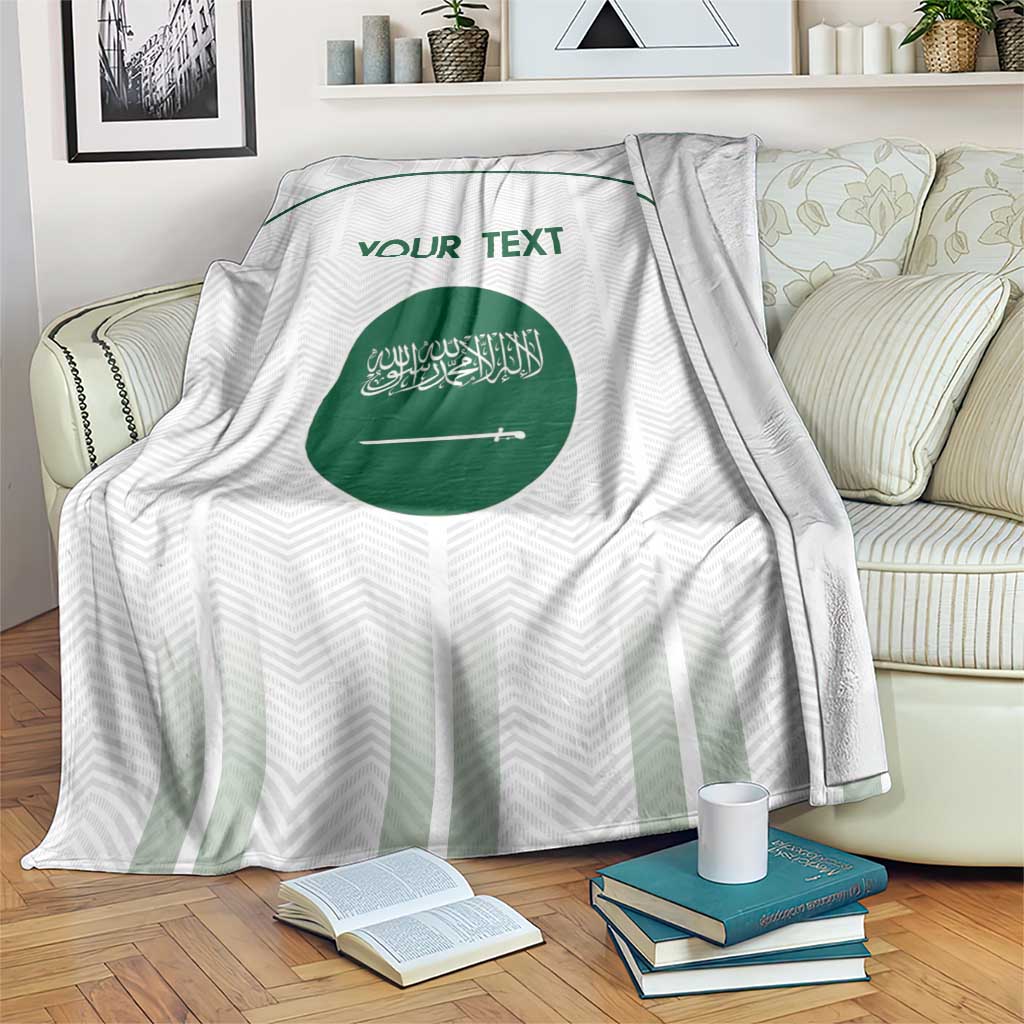 Custom Saudi Arabia Football Blanket Go Green Falcons Sporty - White Version