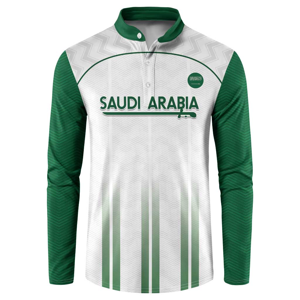 Custom Saudi Arabia Football Button Sweatshirt Go Green Falcons Sporty - White Version - Wonder Print Shop