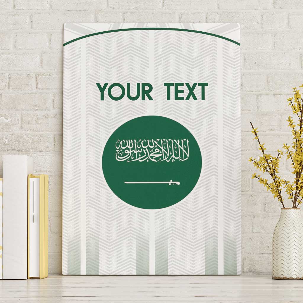 Custom Saudi Arabia Football Canvas Wall Art Go Green Falcons Sporty - White Version - Wonder Print Shop