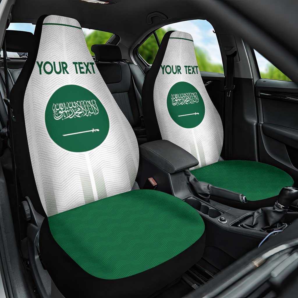 Custom Saudi Arabia Football Car Seat Cover Go Green Falcons Sporty - White Version - Wonder Print Shop