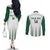 Custom Saudi Arabia Football Couples Matching Off The Shoulder Long Sleeve Dress and Long Sleeve Button Shirt Go Green Falcons Sporty - White Version