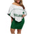 Custom Saudi Arabia Football Family Matching Off Shoulder Short Dress and Hawaiian Shirt Go Green Falcons Sporty - White Version - Wonder Print Shop