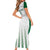 Custom Saudi Arabia Football Family Matching Short Sleeve Bodycon Dress and Hawaiian Shirt Go Green Falcons Sporty - White Version - Wonder Print Shop