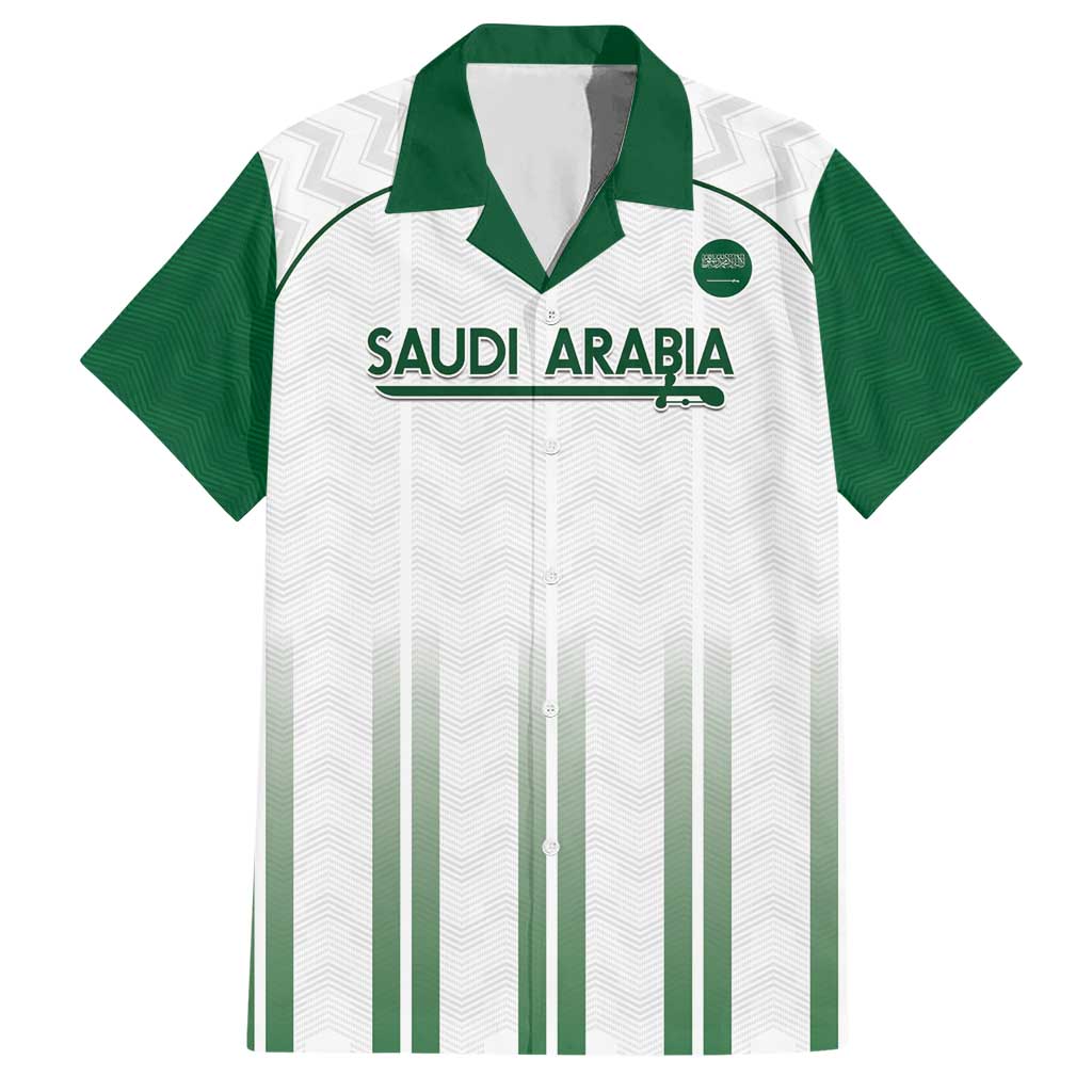 Custom Saudi Arabia Football Hawaiian Shirt Go Green Falcons Sporty - White Version - Wonder Print Shop