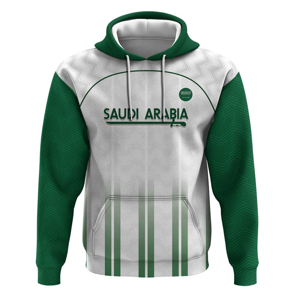 Custom Saudi Arabia Football Hoodie Go Green Falcons Sporty - White Version - Wonder Print Shop