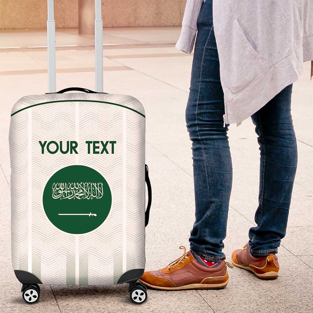 Custom Saudi Arabia Football Luggage Cover Go Green Falcons Sporty - White Version - Wonder Print Shop