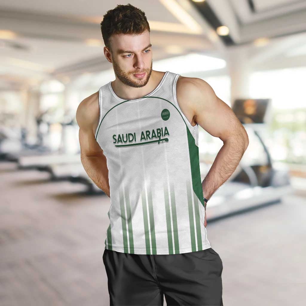 Custom Saudi Arabia Football Men Tank Top Go Green Falcons Sporty - White Version - Wonder Print Shop