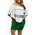 Custom Saudi Arabia Football Off Shoulder Short Dress Go Green Falcons Sporty - White Version - Wonder Print Shop