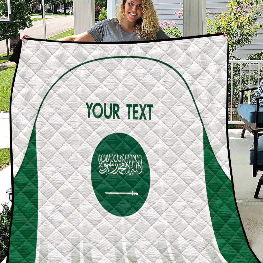 Custom Saudi Arabia Football Quilt Go Green Falcons Sporty - White Version