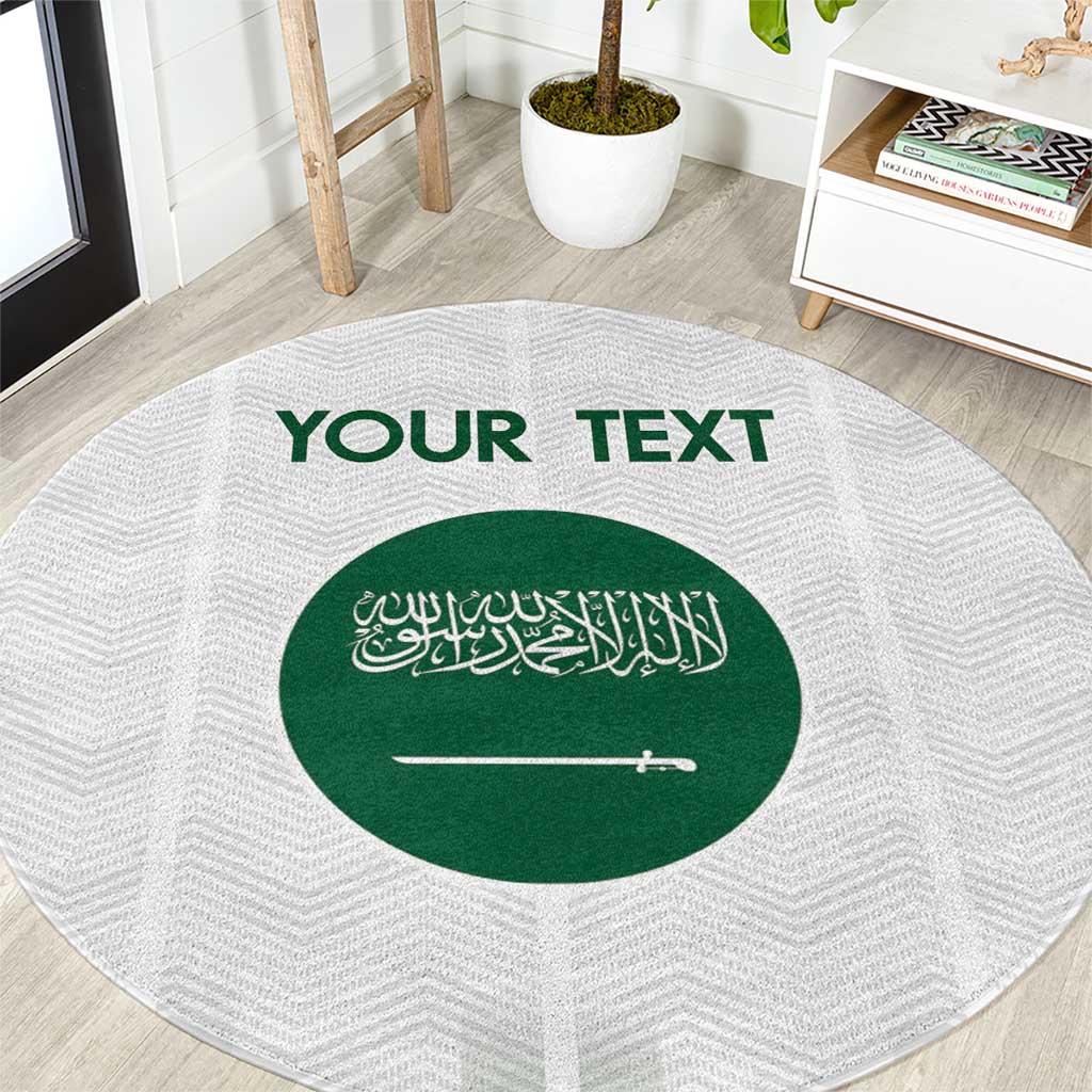 Custom Saudi Arabia Football Round Carpet Go Green Falcons Sporty - White Version