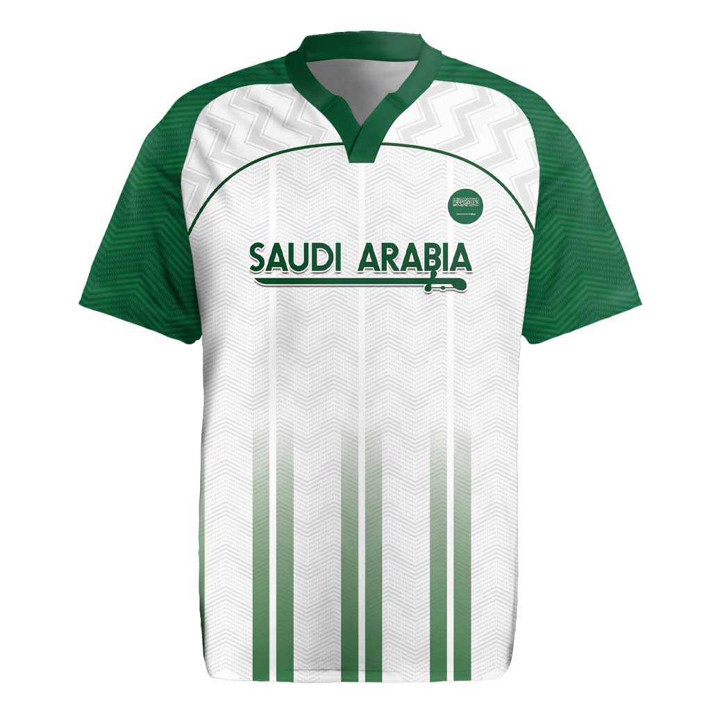 Custom Saudi Arabia Football Rugby Jersey Go Green Falcons Sporty - White Version - Wonder Print Shop