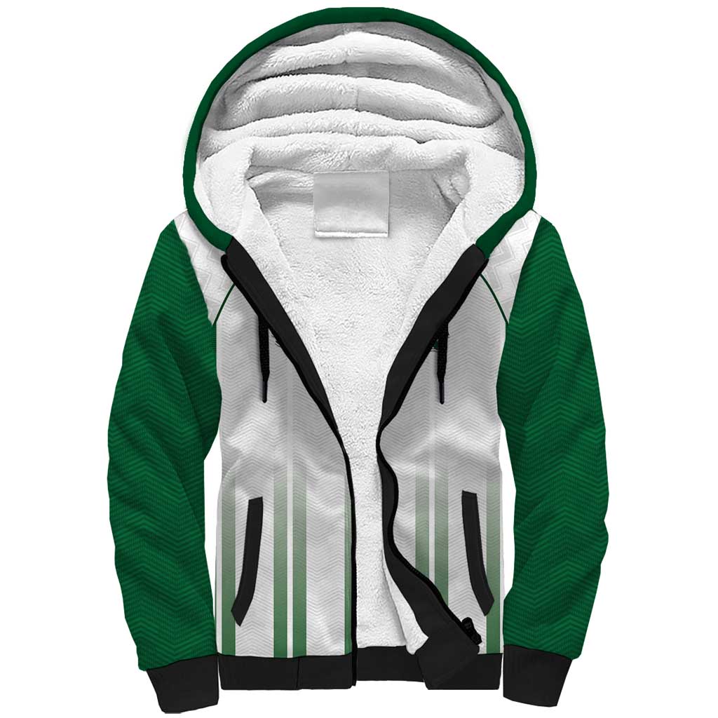 Custom Saudi Arabia Football Sherpa Hoodie Go Green Falcons Sporty - White Version - Wonder Print Shop