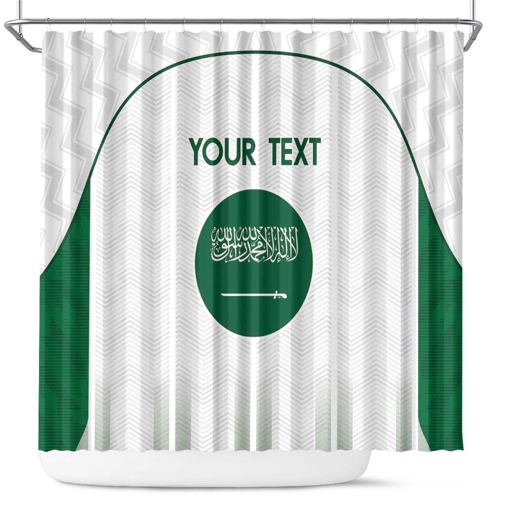 Custom Saudi Arabia Football Shower Curtain Go Green Falcons Sporty - White Version