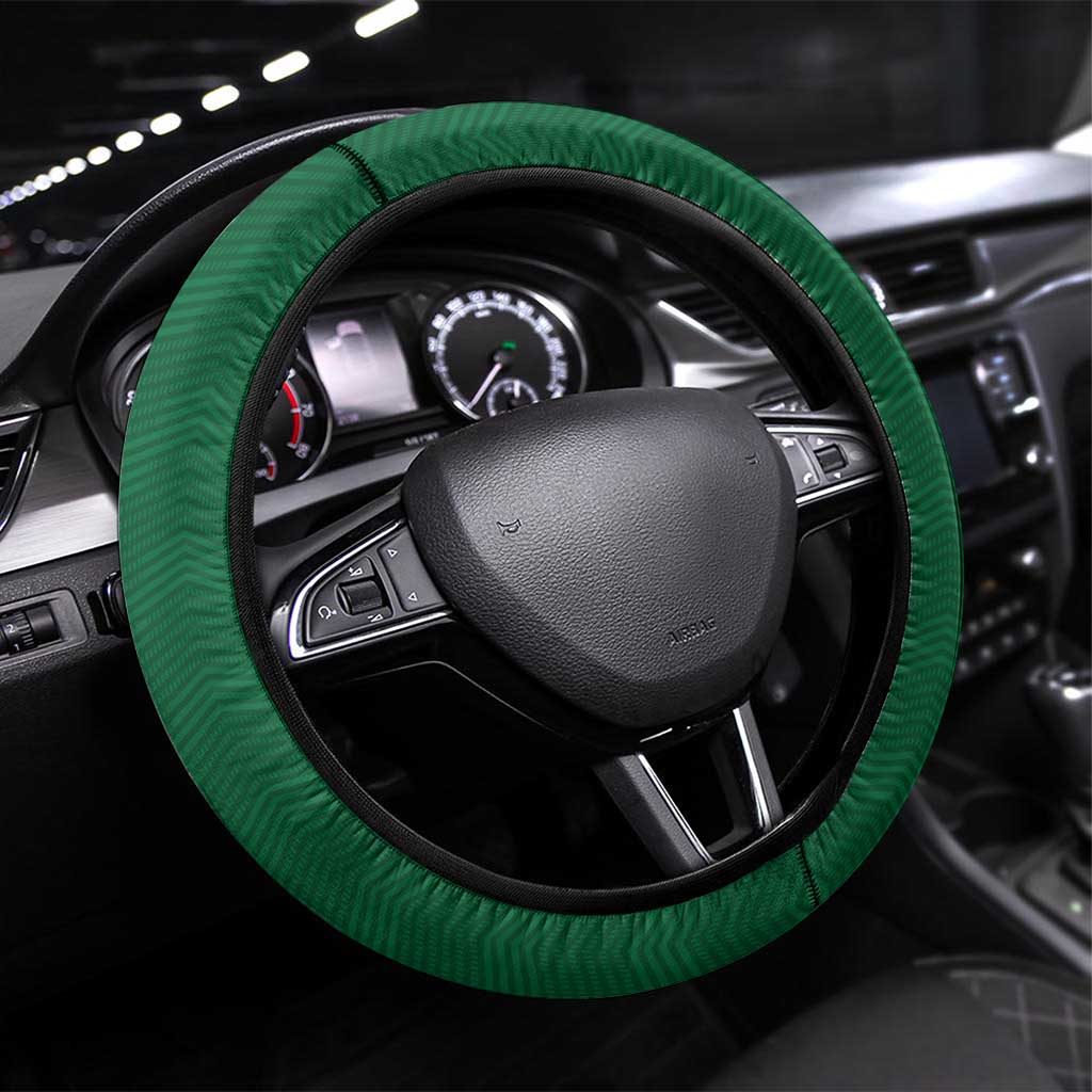 Saudi Arabia Football Steering Wheel Cover Go Green Falcons Sporty - White Version - Wonder Print Shop