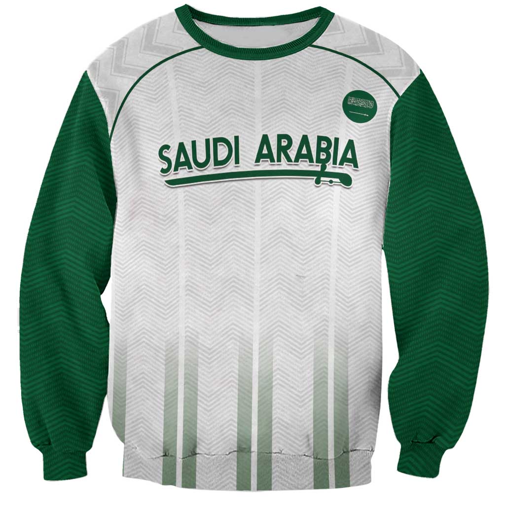 Custom Saudi Arabia Football Sweatshirt Go Green Falcons Sporty - White Version - Wonder Print Shop