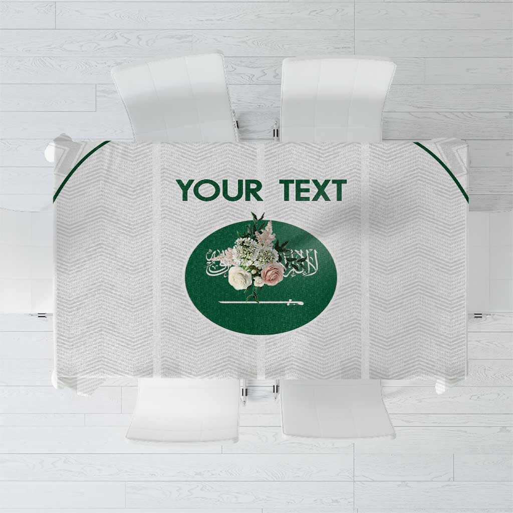 Custom Saudi Arabia Football Tablecloth Go Green Falcons Sporty - White Version - Wonder Print Shop