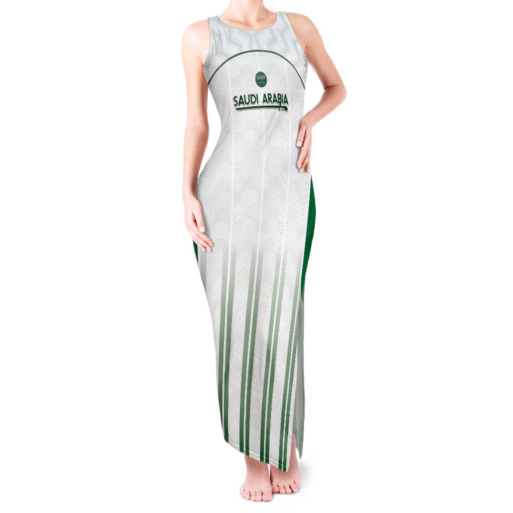 Custom Saudi Arabia Football Tank Maxi Dress Go Green Falcons Sporty - White Version - Wonder Print Shop